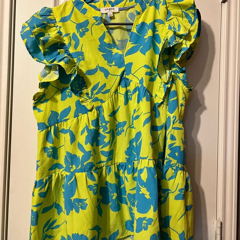 Umgee Yellow and Blue Floral blouse